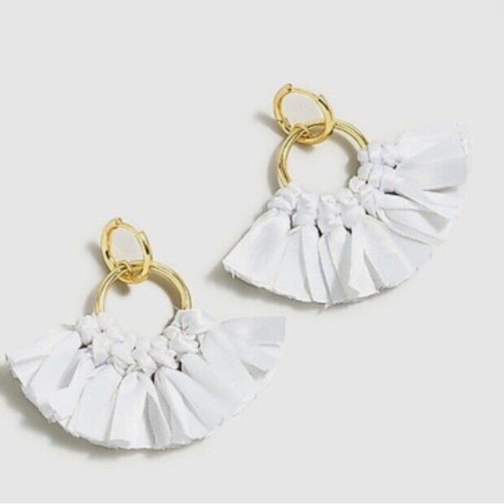 J Crew White Fabric Fan Earrings MSRP
49.50